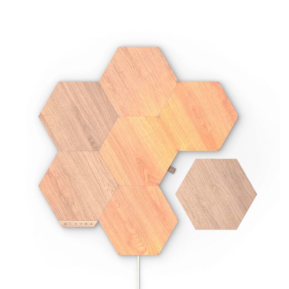 Nanoleaf Elements Hexagons Birchwood לוחות תאורה 