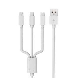 Mower - 3 in 1 USB-A to MicroUSB / USB-C / Lightning Cable (1m) / White