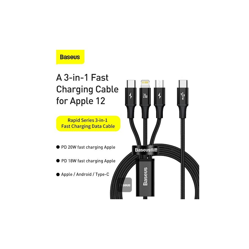 Baseus - Rapid Series 3-in-1 Cable Type-C (1.5m) / Black