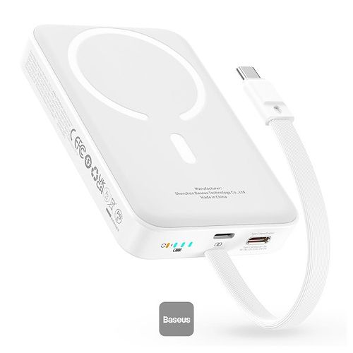 Baseus - Magnetic mini 10,000mAh Wireless Power Bank 30W / White