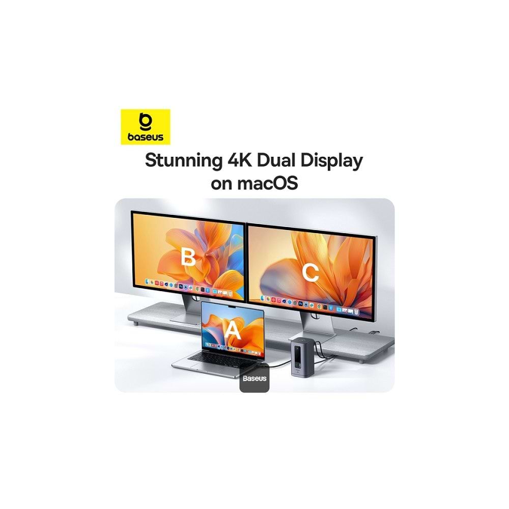 Baseus - Spacemate Series 10-in-1 Mac Docking Station Hub / Space Gray