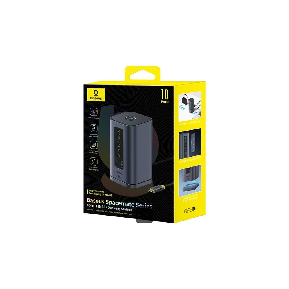 Baseus - Spacemate Series 10-in-1 Mac Docking Station Hub / Space Gray