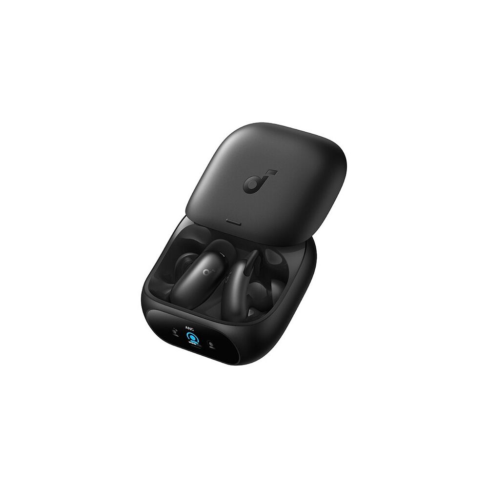 אוזניות True Wireless מתקדמות עם ביטול רעשים אקטיבי, שיחות ברורות, שליטה קולית מבוססת AI ומארז טעינה עם מסך מגע.