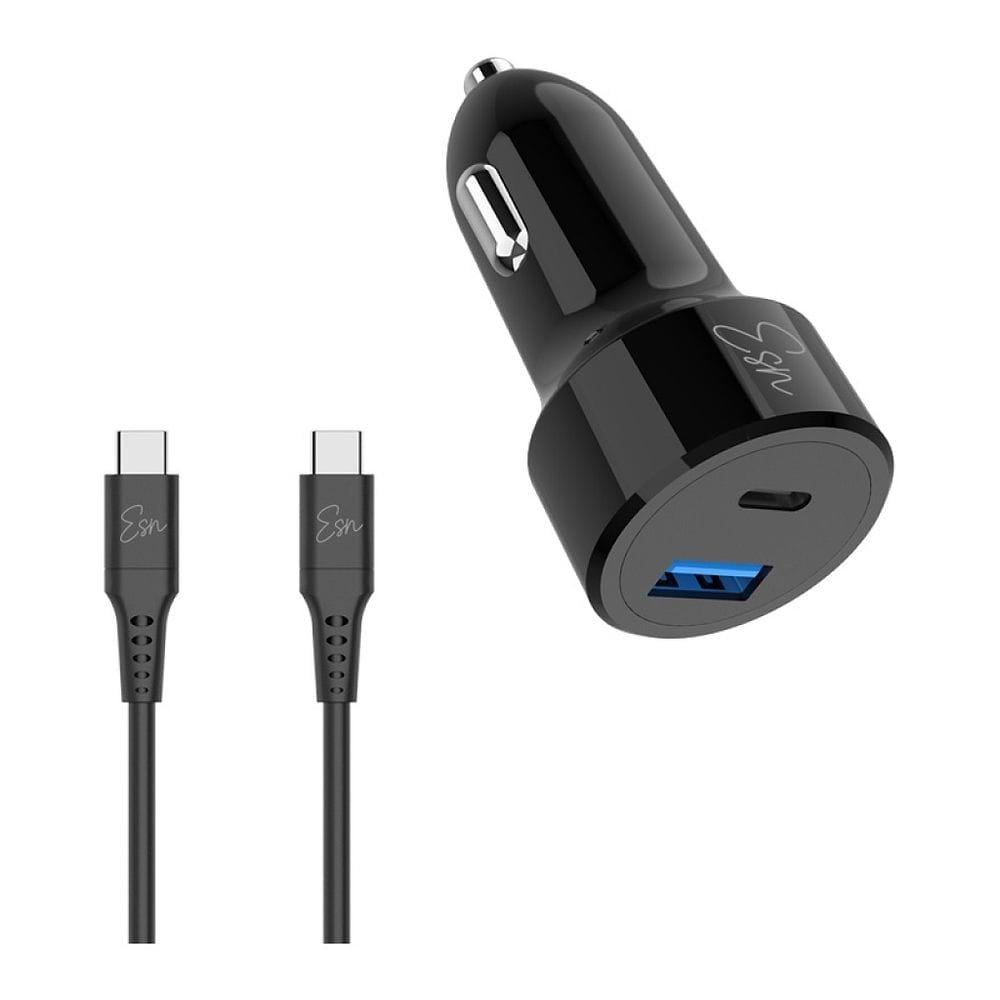 מטען לרכב 40W עם 2 יציאות USB-C כבל Lightning Essentials