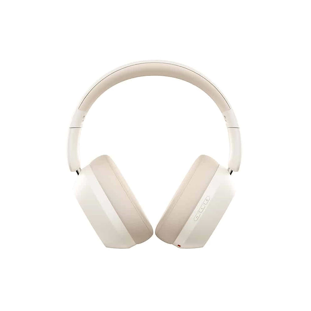 אוזניות Baseus Bass 35 Max Wireless Headphones בצבע Stellar White, בעיצוב קשת מינימליסטי ונקי עם כריות אוזניים מרופדות לנוחות לאורך זמן. המבנה המתקפל והקומפקטי מתאים לשימוש יומיומי ולהאזנה נוחה בבית ובדרך.