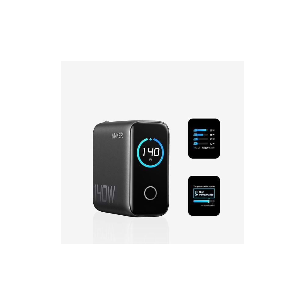 Anker - Zolo 140W Power Adapter (4 Ports) with USB-C Cable / Black
