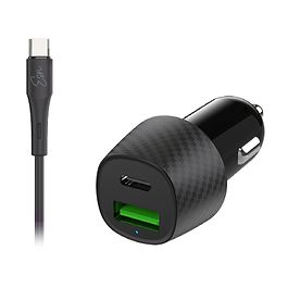 Essentials - Dual 38W Car Charger + Type-C Cable / Black