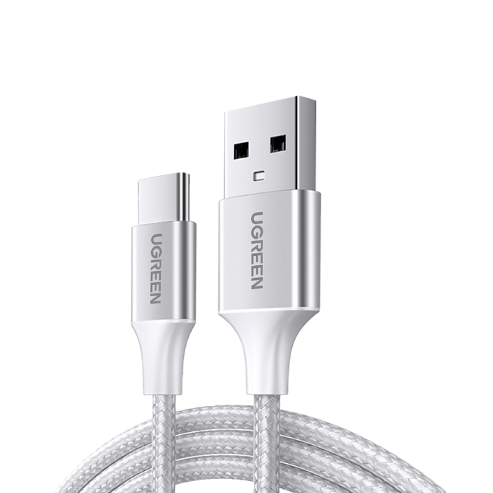 UGREEN USB-A to USB-C Braided Aluminium Cable White
