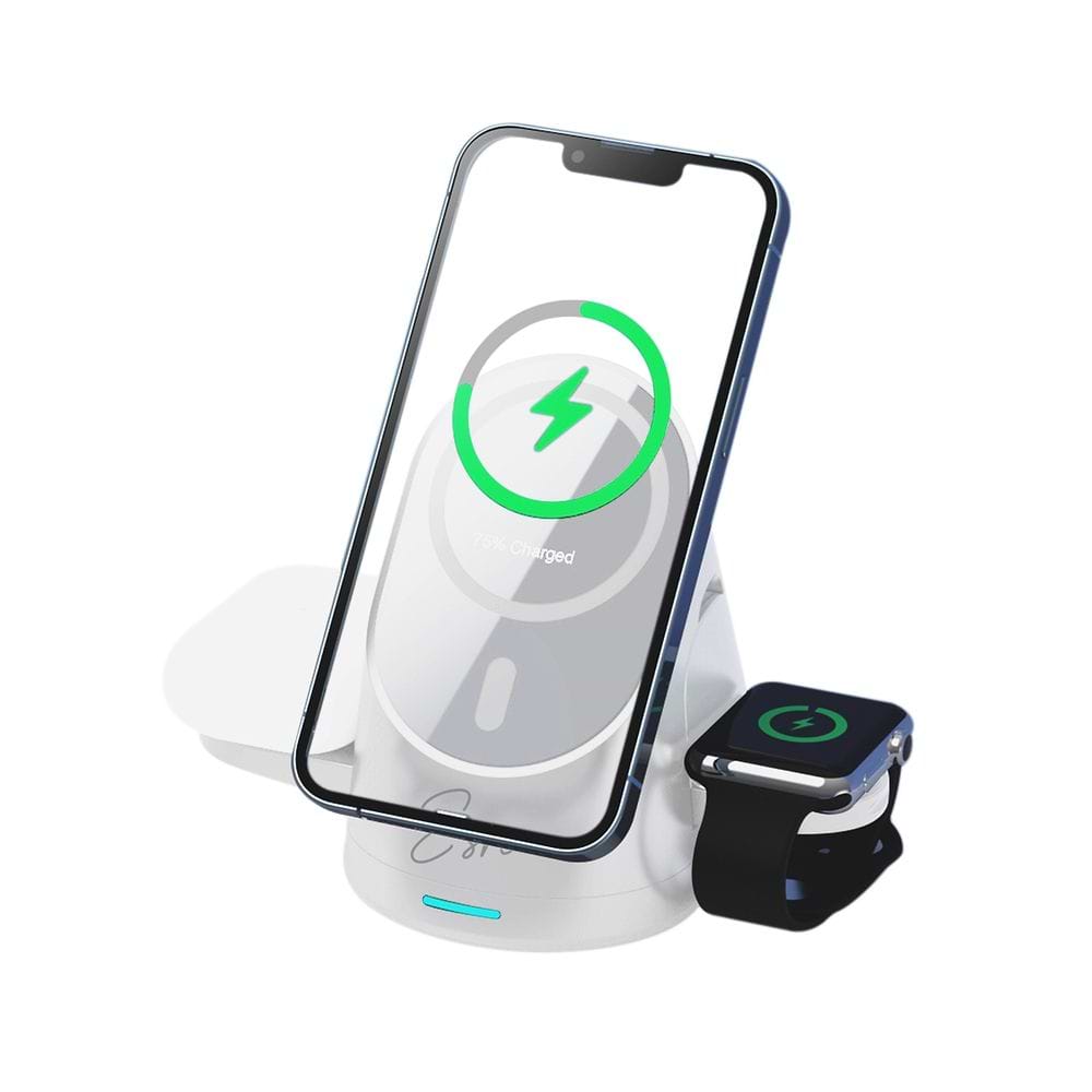 Essentials 3 in 1 Wireless Charging Station white