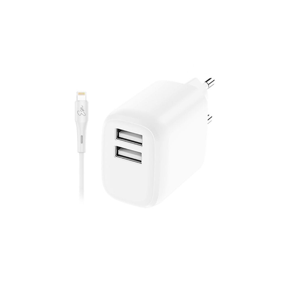 Essentials Dual 12W Wall Charger Lightning Cable White