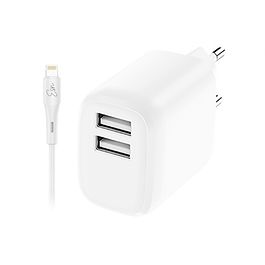 Essentials - Dual 12W Wall Charger + Lightning Cable / White