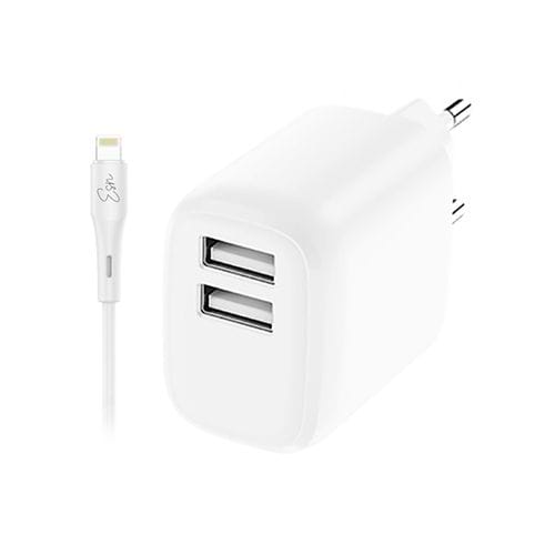 Essentials - Dual 12W Wall Charger + Lightning Cable / White