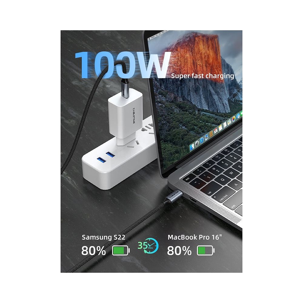 Cable Time - USB-C 3.1 Cable Gen2 Coaxial 20Gbps 100W