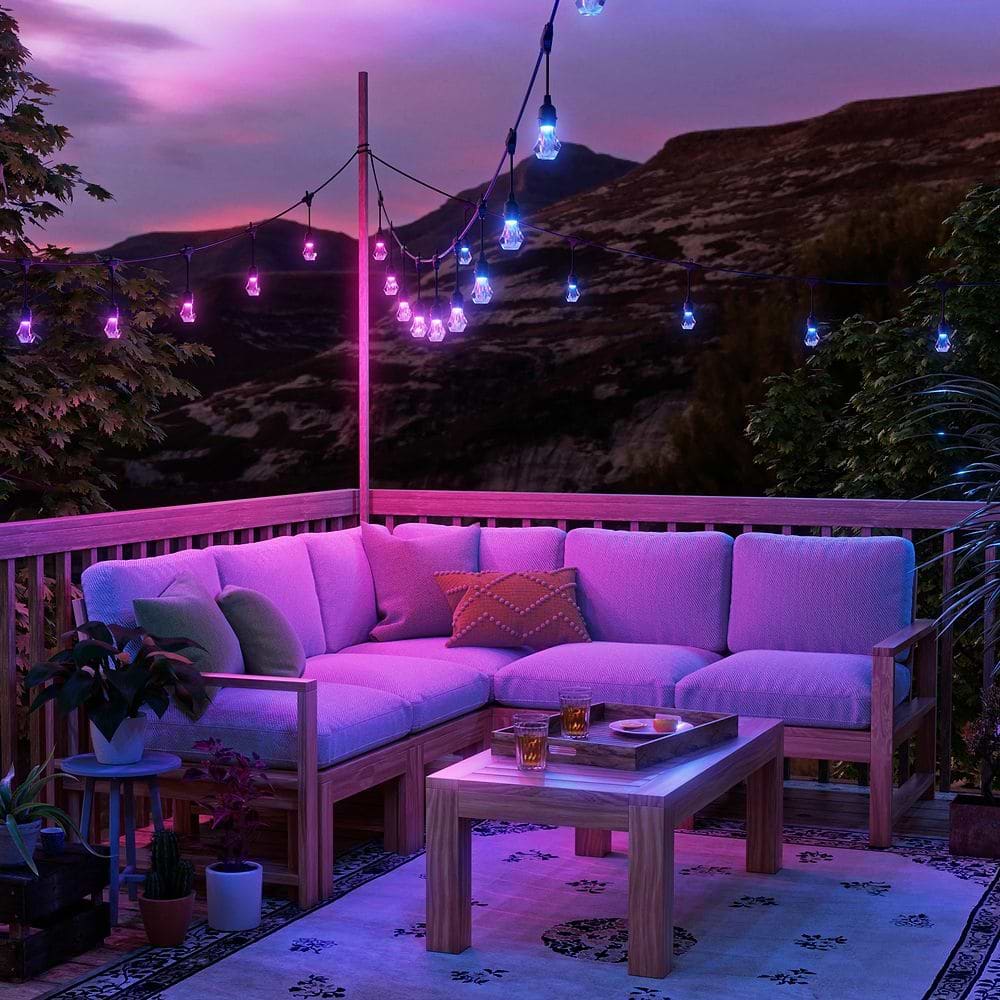 Nanoleaf - Matter Smart Multicolor Outdoor String Lights Starter Kit (15m) 20 Bulbs / Black