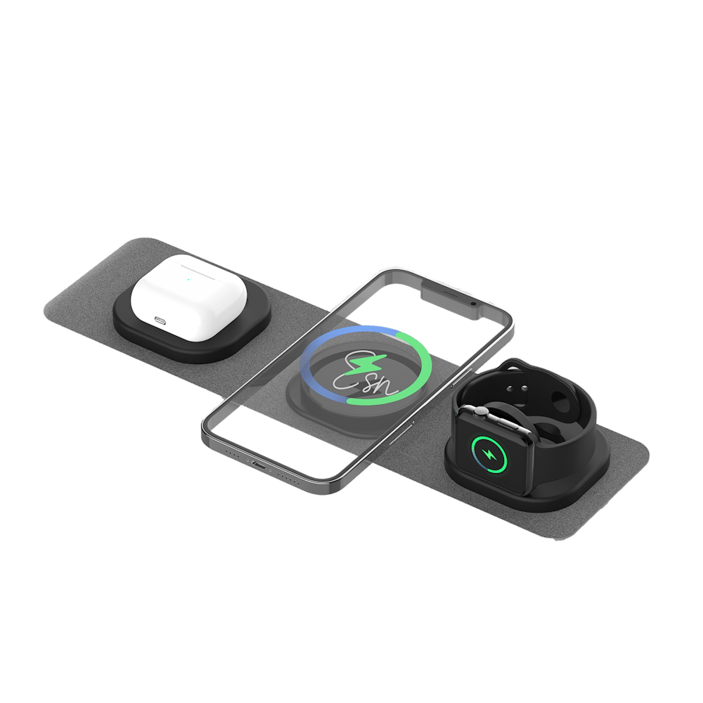 Essentials 3 in 1 Wireless Travel Charger Space Grey