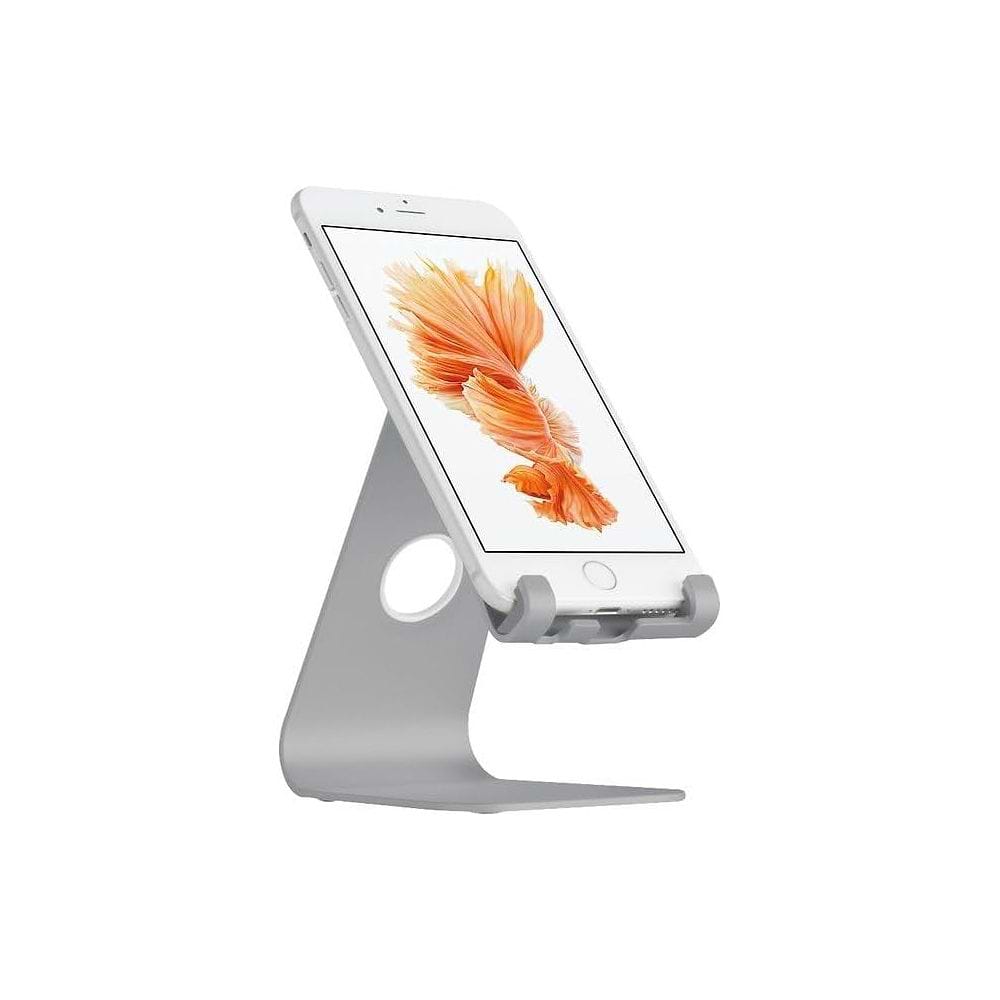 מעמד נייד לטלפון ו-iPad mini עד 8 אינץ’, בעיצוב אלומיניום יציב עם זווית צפייה נוחה וניהול כבל.