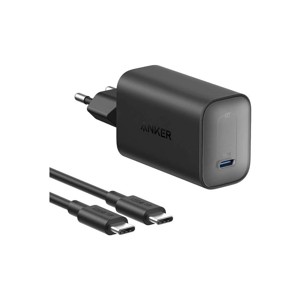 Anker Nano Charger 100W – מטען קומפקטי ועוצמתי עם טכנולוגיית GaN, טעינה מהירה וכבל USB-C ל-USB-C כלול.