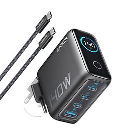 Anker - Zolo 140W Power Adapter (4 Ports) with USB-C Cable / Black