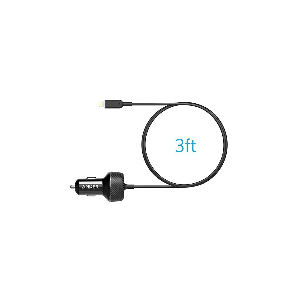 Anker - Elite Car Charger 24W USB-A and Lightning Cable / Black