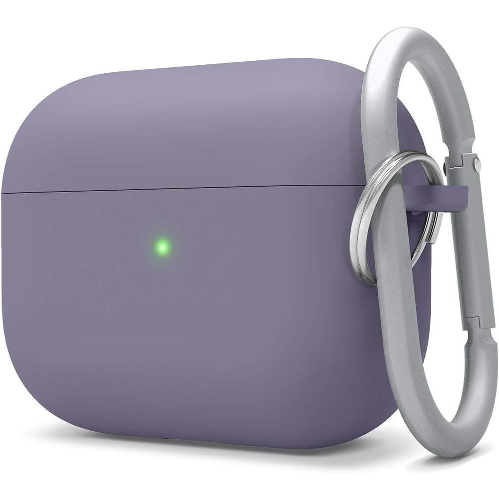 כיסוי סיליקון ל-AirPods Pro 2 עם רצועת בד לנשיאה, בצבע לבנדר.