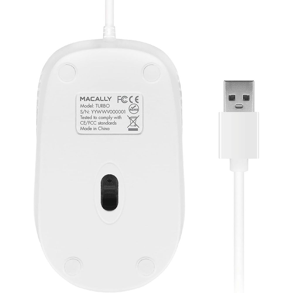 MACALLY - USB-A Wired Mouse / White 