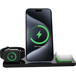 miracase - 3-in-1 Charger with MagSafe for iPhone Apple Watch and AirPods (MQI2W590) / Black