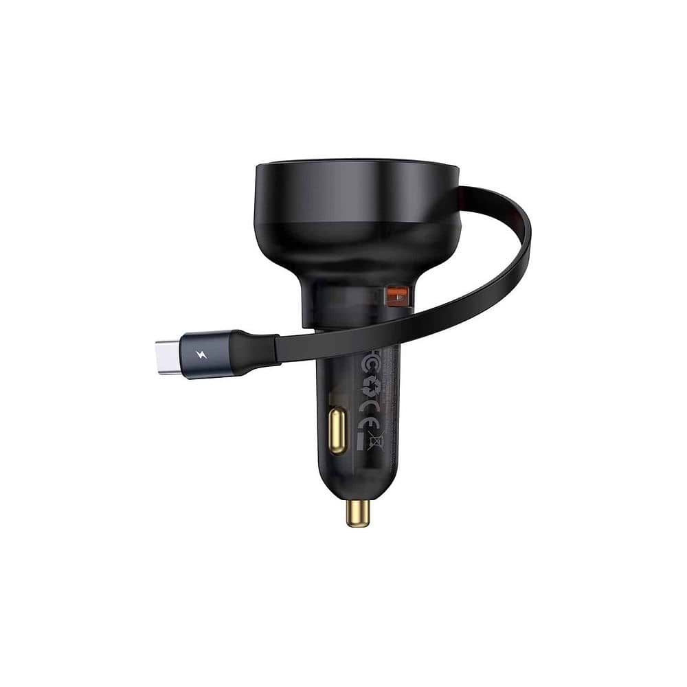 Baseus - 60W Enjoyment Pro Car Charger Retractable USB-C / Black