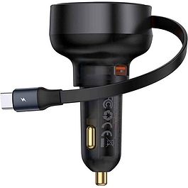 Baseus - 60W Enjoyment Pro Car Charger Retractable USB-C / Black