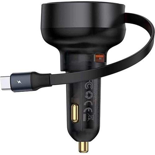 Baseus - 60W Enjoyment Pro Car Charger Retractable USB-C / Black