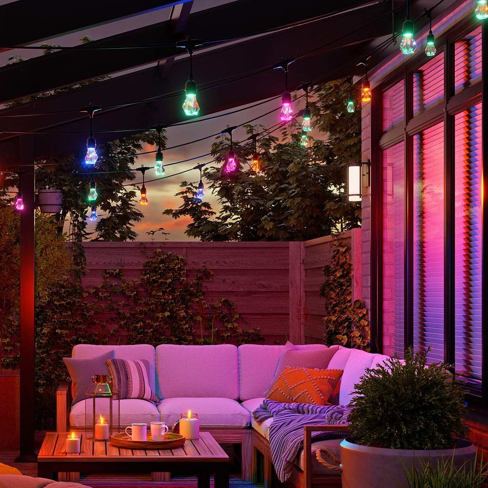 Nanoleaf - Matter Smart Multicolor Outdoor String Lights Starter Kit (15m) 20 Bulbs / Black