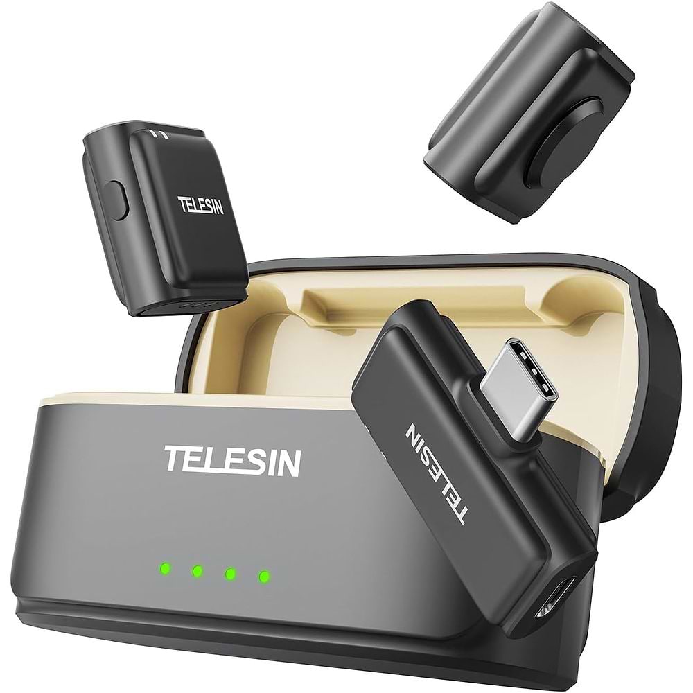Telesin - 2-in-1 Wireless Lavalier Microphone / Black