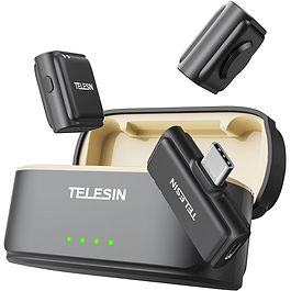 Telesin - 2-in-1 Wireless Lavalier Microphone / Black