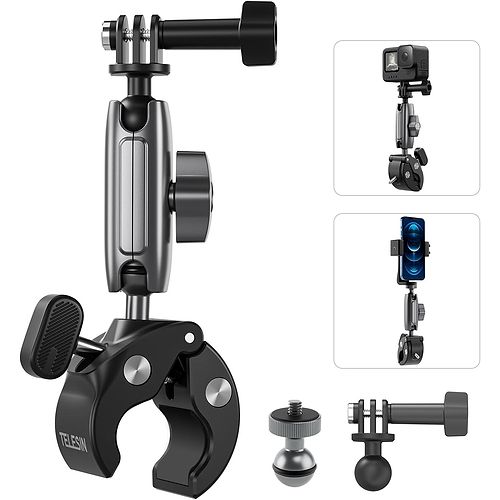 Telesin - Bike Tube360 Rotary Clamp for Action Cameras / Black