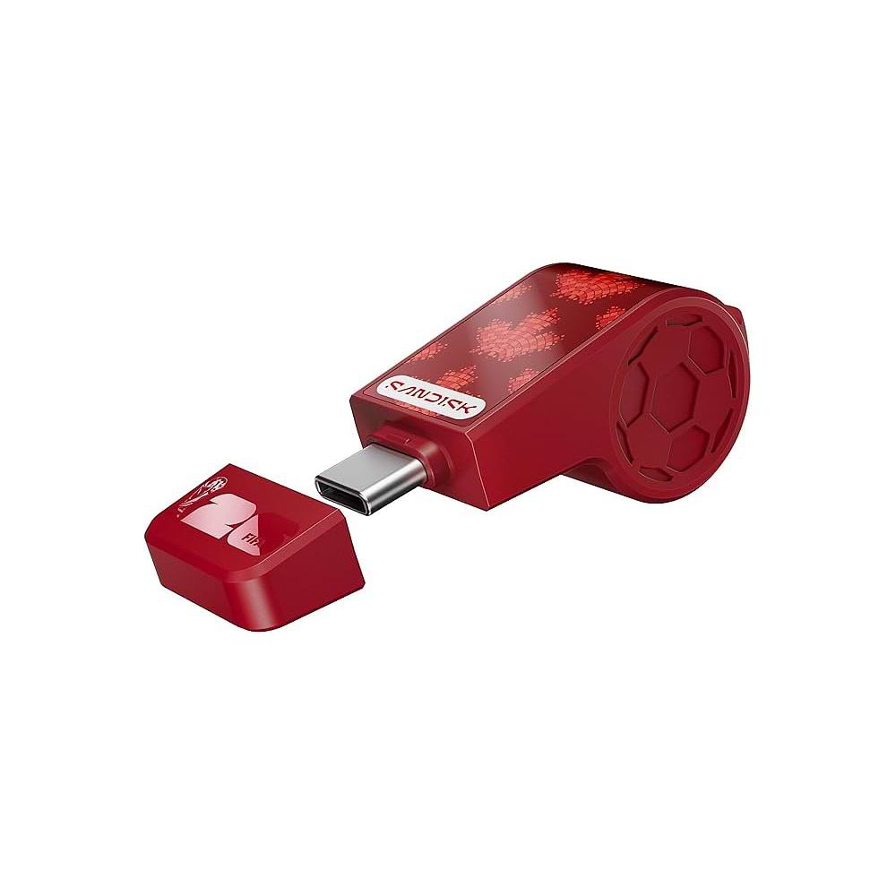 כונן פלאש USB-C בנפח ‎128GB במהדורת FIFA World Cup 2026, עם מהירות קריאה של עד ‎300MB/s להעברת קבצים מהירה ותאימות למכשירי Android, macOS ו-Windows.
