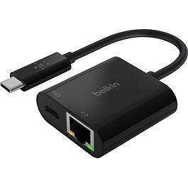 Belkin - USB-C to Ethernet With Charge Adapter / Black