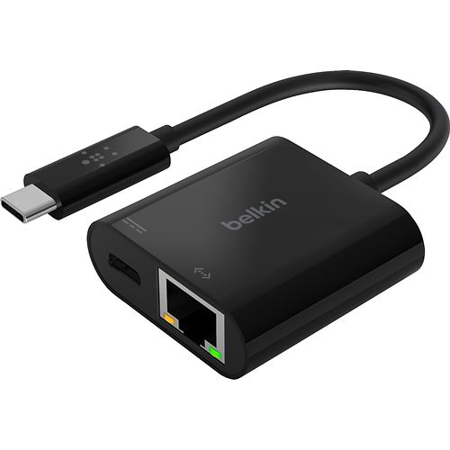 Belkin - USB-C to Ethernet With Charge Adapter / Black