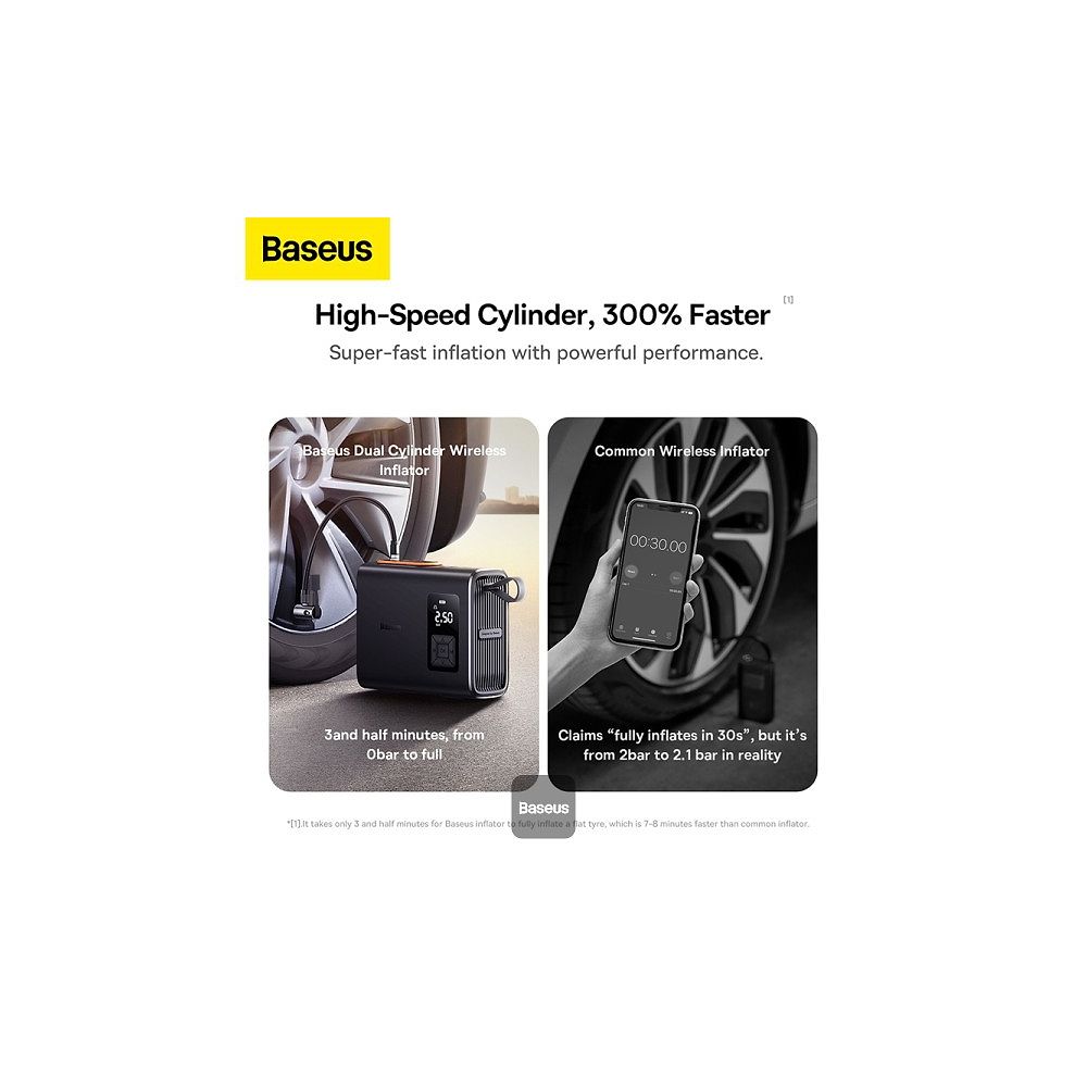 Baseus - Mega EnergyPump Series Dual Cylinder Wireless Inflator / Black