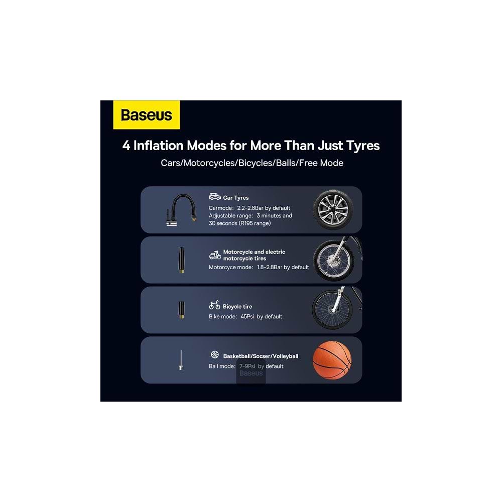 Baseus - Mega EnergyPump Series Dual Cylinder Wireless Inflator / Black