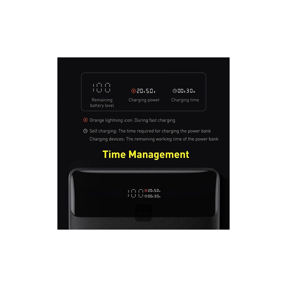 Baseus - Blade Power Digital Display 20000mAh Power Bank / Black