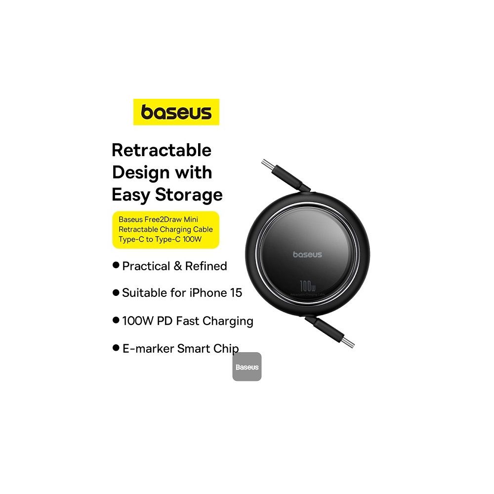 Baseus - 100W Free2Draw Mini Retractable Cable USB-C