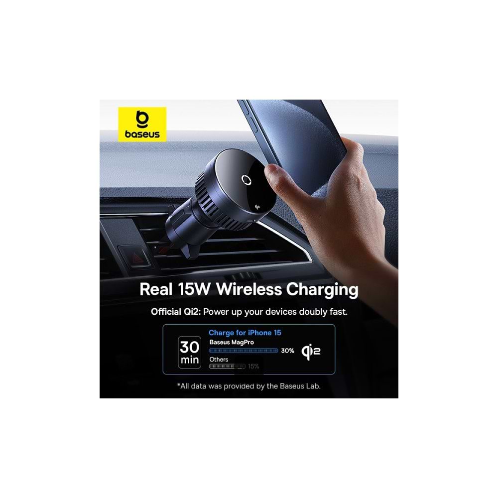 Baseus - MagPro Magnetic Wireless Charging Car Mount Qi2 / Black