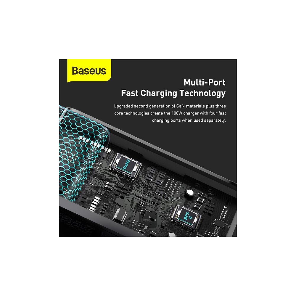 Baseus - 100W GaN2 Pro Quick Power Adapter / Black