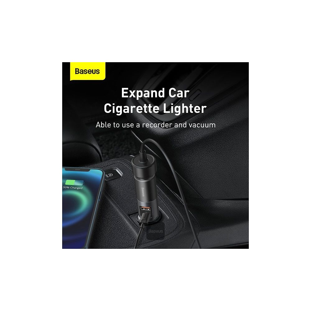 Baseus - 120W Share Together Car Charger Cigarette Lighter / Black