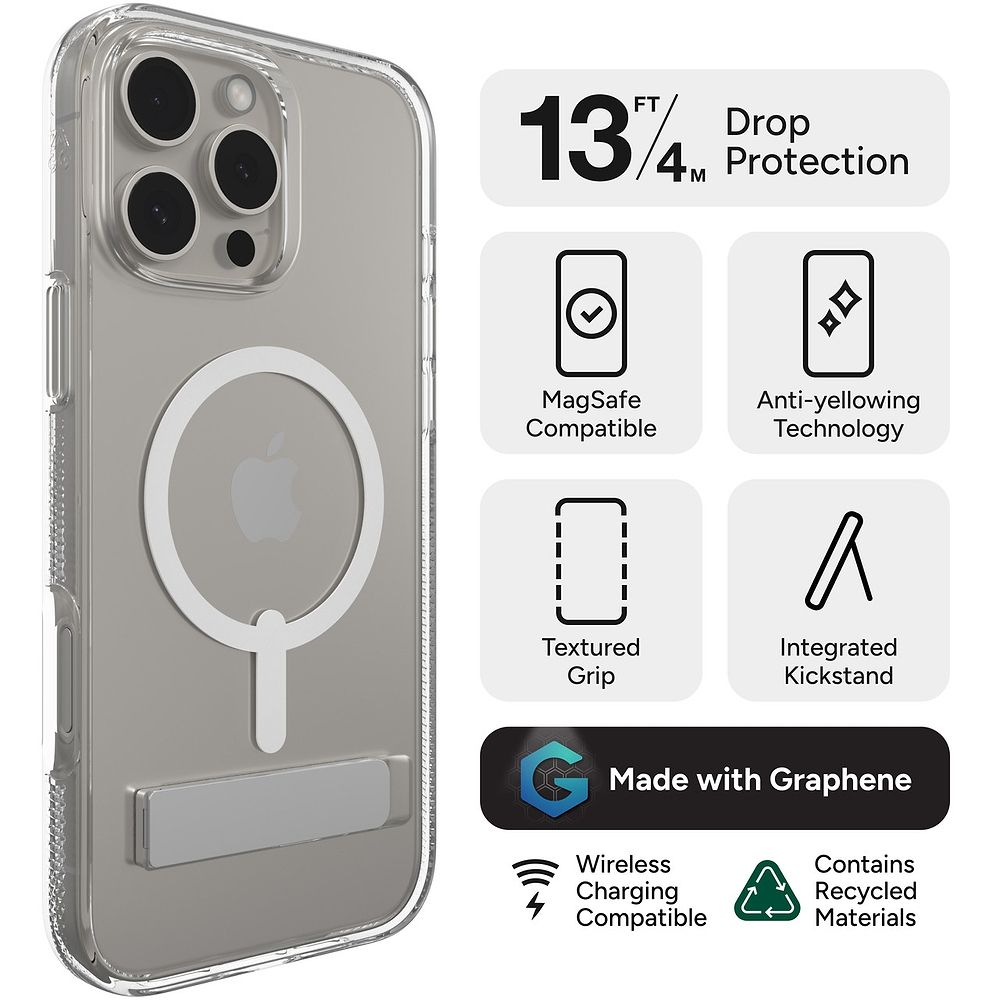 ZAGG - Crystal Palace Case with KickStans for iPhone 16 Series / Clear 