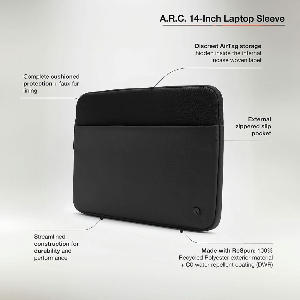 Incase - A.R.C. Sleeve With ReSpun 100% Recycled Polyester for MacBook 14-inch / Black 