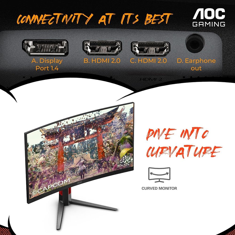 AOC - 27-inch 240HZ Curved Gaming Display / Black 