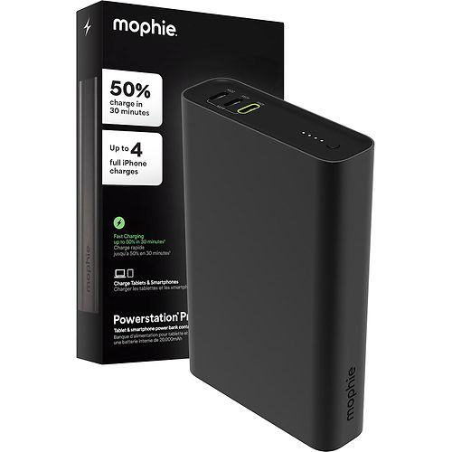 mophie - 45W Power Bank Pro 20,000mAh with USB-C / Black