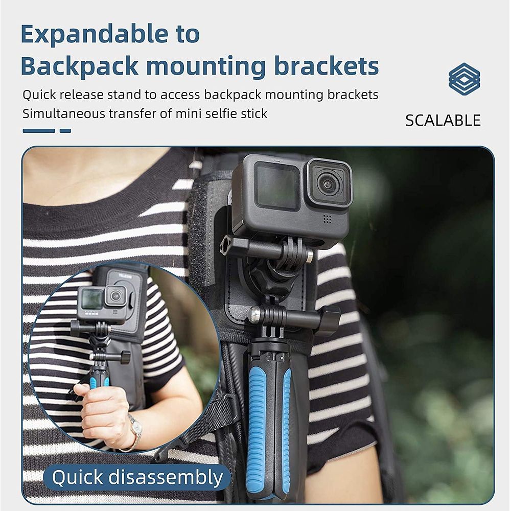 Telesin - Backpack Clip Mount with Quick Release for Action Cameras / Black 