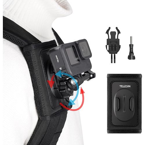 Telesin - Backpack Clip Mount with Quick Release for Action Cameras / Black