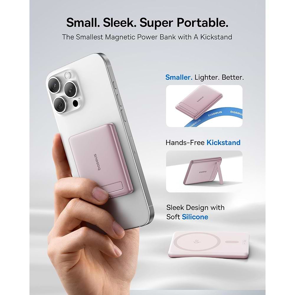 Baseus - PicoGo Qi2 5000mAh Magentic Power Bank with Rotatable Stand 15W